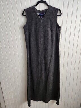 DEMIN & CO Black Cotton Blend Sleeveless Maxi Length Denim Dress Medium